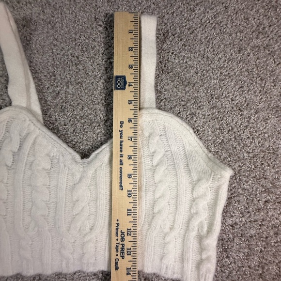 Free People Off White Cable Knit Sweater Crop Knit Bra Bralette – Size M - Picture 5 of 8